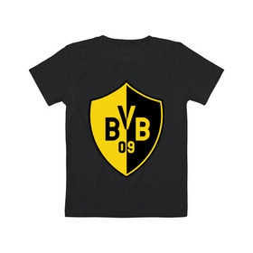 Детская футболка хлопок с принтом FC Borussia Dortmund Shield в Тюмени, 100% хлопок | круглый вырез горловины, полуприлегающий силуэт, длина до линии бедер | borussia | dortmund | fc | football | shield | клуб | фк | футбол