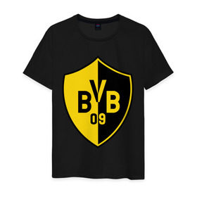 Мужская футболка хлопок с принтом FC Borussia Dortmund Shield в Тюмени, 100% хлопок | прямой крой, круглый вырез горловины, длина до линии бедер, слегка спущенное плечо. | borussia | dortmund | fc | football | shield | клуб | фк | футбол