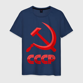 Мужская футболка хлопок с принтом СССР Логотип в Тюмени, 100% хлопок | прямой крой, круглый вырез горловины, длина до линии бедер, слегка спущенное плечо. | коммунизм | молот | партия | патриот | ретро | серп | ссср