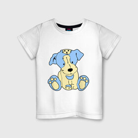 Детская футболка хлопок с принтом Милый пёсик в Тюмени, 100% хлопок | круглый вырез горловины, полуприлегающий силуэт, длина до линии бедер | заплатка | игрушка | милый | мягкий | пес