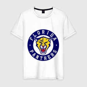 Мужская футболка хлопок с принтом HC Florida Panthers в Тюмени, 100% хлопок | прямой крой, круглый вырез горловины, длина до линии бедер, слегка спущенное плечо. | club | florida | hockey | panthers | клуб | хоккей