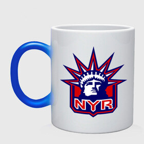 Кружка хамелеон с принтом HC New York Rangers Emblem в Тюмени, керамика | меняет цвет при нагревании, емкость 330 мл | club | hockey | new | nyr | rangers | york | клуб | хоккей