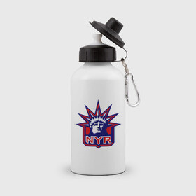 Бутылка спортивная с принтом HC New York Rangers Emblem в Тюмени, металл | емкость — 500 мл, в комплекте две пластиковые крышки и карабин для крепления | club | hockey | new | nyr | rangers | york | клуб | хоккей