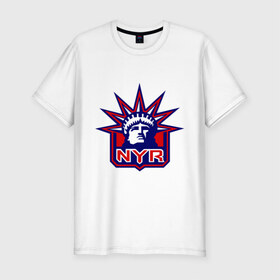 Мужская футболка премиум с принтом HC New York Rangers Emblem в Тюмени, 92% хлопок, 8% лайкра | приталенный силуэт, круглый вырез ворота, длина до линии бедра, короткий рукав | club | hockey | new | nyr | rangers | york | клуб | хоккей
