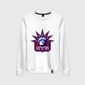 Женский свитшот хлопок с принтом HC New York Rangers Emblem в Тюмени, 100% хлопок | прямой крой, круглый вырез, на манжетах и по низу широкая трикотажная резинка  | club | hockey | new | nyr | rangers | york | клуб | хоккей