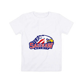 Детская футболка хлопок с принтом HC Saginaw Spirit в Тюмени, 100% хлопок | круглый вырез горловины, полуприлегающий силуэт, длина до линии бедер | club | hockey | saginaw | spirit | клуб | хоккей