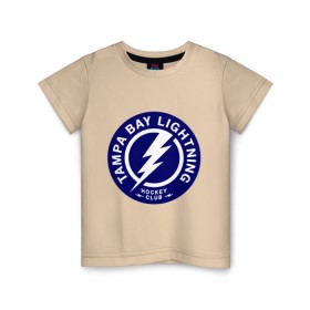 Детская футболка хлопок с принтом HC Tampa Bay Lightning в Тюмени, 100% хлопок | круглый вырез горловины, полуприлегающий силуэт, длина до линии бедер | bay | club | hockey | lightning | tampa | клуб | хоккей