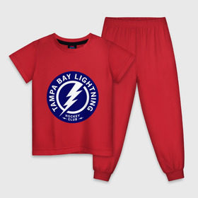 Детская пижама хлопок с принтом HC Tampa Bay Lightning в Тюмени, 100% хлопок |  брюки и футболка прямого кроя, без карманов, на брюках мягкая резинка на поясе и по низу штанин
 | bay | club | hockey | lightning | tampa | клуб | хоккей