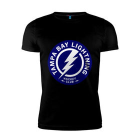 Мужская футболка премиум с принтом HC Tampa Bay Lightning в Тюмени, 92% хлопок, 8% лайкра | приталенный силуэт, круглый вырез ворота, длина до линии бедра, короткий рукав | bay | club | hockey | lightning | tampa | клуб | хоккей