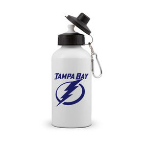 Бутылка спортивная с принтом HC Tampa Bay в Тюмени, металл | емкость — 500 мл, в комплекте две пластиковые крышки и карабин для крепления | bay | club | hockey | tampa | клуб | хоккей