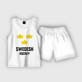 Детская пижама с шортами хлопок с принтом Swedish Hockey в Тюмени,  |  | club | hockey | sweden | swedish | клуб | хоккей | шведский | швеция