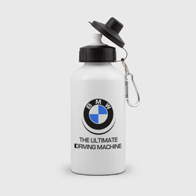 Бутылка спортивная с принтом BMW Driving Machine в Тюмени, металл | емкость — 500 мл, в комплекте две пластиковые крышки и карабин для крепления | bmw | driving | machine | ultimate