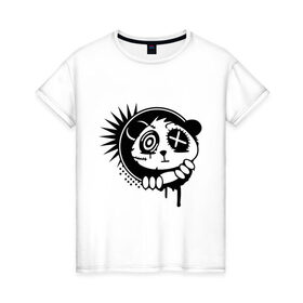 Женская футболка хлопок с принтом Медвежонок игрушка в Тюмени, 100% хлопок | прямой крой, круглый вырез горловины, длина до линии бедер, слегка спущенное плечо | 