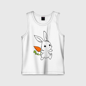 Детская майка хлопок с принтом Зайка с морковкой в Тюмени,  |  | белый | зайка | заяц | кролик | милый | морковь