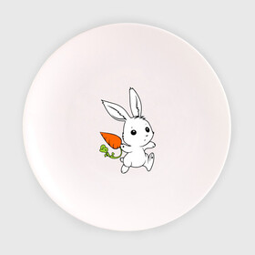 Тарелка с принтом Зайка с морковкой в Тюмени, фарфор | диаметр - 210 мм
диаметр для нанесения принта - 120 мм | Тематика изображения на принте: белый | зайка | заяц | кролик | милый | морковь
