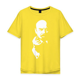 Мужская футболка хлопок Oversize с принтом Ленин в Тюмени, 100% хлопок | свободный крой, круглый ворот, “спинка” длиннее передней части | большевик | дуля | ильич | коммунизм | ленин | ретро | ссср | фига | шиш
