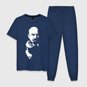 Мужская пижама хлопок с принтом Ленин в Тюмени, 100% хлопок | брюки и футболка прямого кроя, без карманов, на брюках мягкая резинка на поясе и по низу штанин
 | большевик | дуля | ильич | коммунизм | ленин | ретро | ссср | фига | шиш