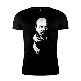 Мужская футболка премиум с принтом Ленин в Тюмени, 92% хлопок, 8% лайкра | приталенный силуэт, круглый вырез ворота, длина до линии бедра, короткий рукав | большевик | дуля | ильич | коммунизм | ленин | ретро | ссср | фига | шиш