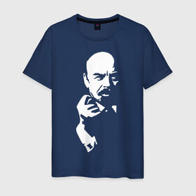 Мужская футболка хлопок с принтом Ленин в Тюмени, 100% хлопок | прямой крой, круглый вырез горловины, длина до линии бедер, слегка спущенное плечо. | большевик | дуля | ильич | коммунизм | ленин | ретро | ссср | фига | шиш