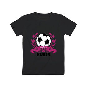 Детская футболка хлопок с принтом ФК Рубин в Тюмени, 100% хлопок | круглый вырез горловины, полуприлегающий силуэт, длина до линии бедер | rubin | венок | казань | мяч | рубин | спорт | фк | футбол | футбольный клуб