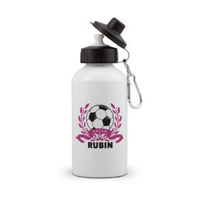 Бутылка спортивная с принтом ФК Рубин в Тюмени, металл | емкость — 500 мл, в комплекте две пластиковые крышки и карабин для крепления | rubin | венок | казань | мяч | рубин | спорт | фк | футбол | футбольный клуб