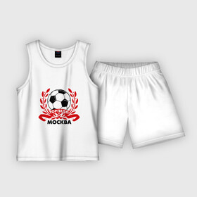 Детская пижама с шортами хлопок с принтом Торпедо в Тюмени,  |  | Тематика изображения на принте: венок | москва | мяч | спорт | торпедо | фк | футбол | футбольный клуб