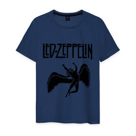 Мужская футболка хлопок с принтом Led Zeppelin в Тюмени, 100% хлопок | прямой крой, круглый вырез горловины, длина до линии бедер, слегка спущенное плечо. | Тематика изображения на принте: led zeppelin