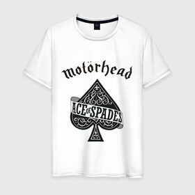 Мужская футболка хлопок с принтом Motorhead ace of spades в Тюмени, 100% хлопок | прямой крой, круглый вырез горловины, длина до линии бедер, слегка спущенное плечо. | motorhead