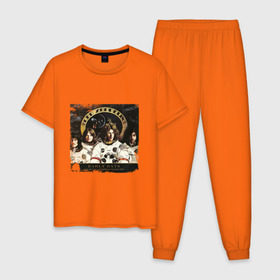 Мужская пижама хлопок с принтом Лед Зеппелин в Тюмени, 100% хлопок | брюки и футболка прямого кроя, без карманов, на брюках мягкая резинка на поясе и по низу штанин
 | led zeppelin