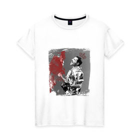 Женская футболка хлопок с принтом Фредди в Тюмени, 100% хлопок | прямой крой, круглый вырез горловины, длина до линии бедер, слегка спущенное плечо | queen | меломанам | музыка | рок | фрэдди меркьюри