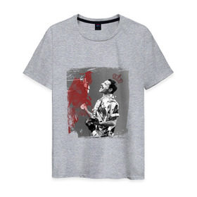 Мужская футболка хлопок с принтом Фредди в Тюмени, 100% хлопок | прямой крой, круглый вырез горловины, длина до линии бедер, слегка спущенное плечо. | queen | меломанам | музыка | рок | фрэдди меркьюри