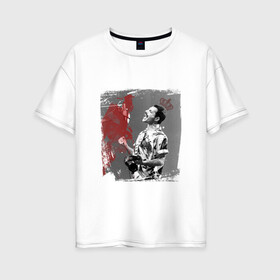 Женская футболка хлопок Oversize с принтом Фредди в Тюмени, 100% хлопок | свободный крой, круглый ворот, спущенный рукав, длина до линии бедер
 | queen | меломанам | музыка | рок | фрэдди меркьюри