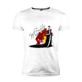 Мужская футболка премиум с принтом Фрэдди Меркьюри в Тюмени, 92% хлопок, 8% лайкра | приталенный силуэт, круглый вырез ворота, длина до линии бедра, короткий рукав | queen | меломанам | музыка | рок | фрэдди меркьюри
