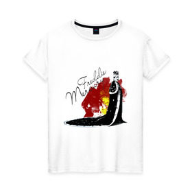 Женская футболка хлопок с принтом Фрэдди Меркьюри в Тюмени, 100% хлопок | прямой крой, круглый вырез горловины, длина до линии бедер, слегка спущенное плечо | queen | меломанам | музыка | рок | фрэдди меркьюри