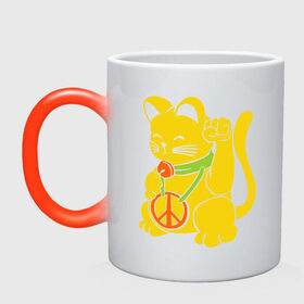 Кружка хамелеон с принтом Рок кот в Тюмени, керамика | меняет цвет при нагревании, емкость 330 мл | Тематика изображения на принте: киска | кот | котик | мурка | рок кот