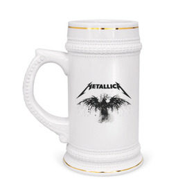 Кружка пивная с принтом Metallica в Тюмени,  керамика (Материал выдерживает высокую температуру, стоит избегать резкого перепада температур) |  объем 630 мл | metallica | музыка | рок
