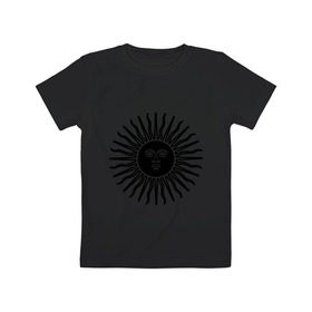 Детская футболка хлопок с принтом Солнечный диск в Тюмени, 100% хлопок | круглый вырез горловины, полуприлегающий силуэт, длина до линии бедер | Тематика изображения на принте: солнечный диск | солнце | солнышко | ярило