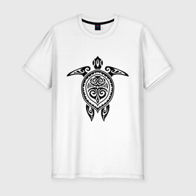 Мужская футболка премиум с принтом Морская черепаха узор в Тюмени, 92% хлопок, 8% лайкра | приталенный силуэт, круглый вырез ворота, длина до линии бедра, короткий рукав | морская | панцирь | узор | черепаха