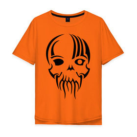 Мужская футболка хлопок Oversize с принтом Ктулху череп в Тюмени, 100% хлопок | свободный крой, круглый ворот, “спинка” длиннее передней части | Тематика изображения на принте: ctulhu | lovecraft | говард | ктулху | лавкрафт | череп
