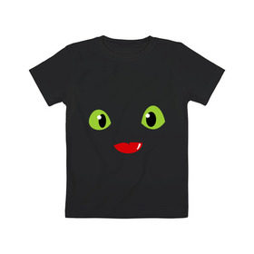 Детская футболка хлопок с принтом Toothless Dragon в Тюмени, 100% хлопок | круглый вырез горловины, полуприлегающий силуэт, длина до линии бедер | dragon | toothless | train | беззубик | дракон | как приручить дракона