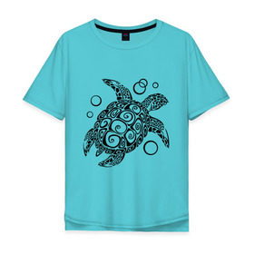 Мужская футболка хлопок Oversize с принтом Черепашка в Тюмени, 100% хлопок | свободный крой, круглый ворот, “спинка” длиннее передней части | морская | панцирь | черепаха