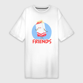 Платье-футболка хлопок с принтом Молоко в Тюмени,  |  | Тематика изображения на принте: best friends forever | друзья | лучшие | молоко | печенье | подарки | подруге. друг