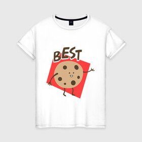 Женская футболка хлопок с принтом Печенька в Тюмени, 100% хлопок | прямой крой, круглый вырез горловины, длина до линии бедер, слегка спущенное плечо | best friends forever | друзья | лучшие | молоко | печенье | подарки | подруге. друг