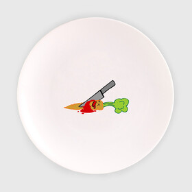 Тарелка 3D с принтом Морковь в Тюмени, фарфор | диаметр - 210 мм
диаметр для нанесения принта - 120 мм | веган | кровь | морковь | нож