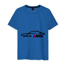 Мужская футболка хлопок с принтом BMW M5 в Тюмени, 100% хлопок | прямой крой, круглый вырез горловины, длина до линии бедер, слегка спущенное плечо. | bmw | m5 | автомобиль | бмв | м5