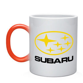 Кружка хамелеон с принтом Subaru Logo в Тюмени, керамика | меняет цвет при нагревании, емкость 330 мл | Тематика изображения на принте: logo | subaru | автомобиль | логотип | марка | субару
