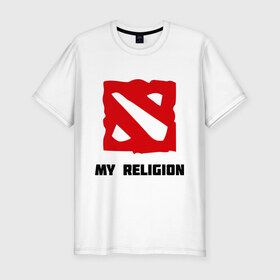 Мужская футболка премиум с принтом Dota2 в Тюмени, 92% хлопок, 8% лайкра | приталенный силуэт, круглый вырез ворота, длина до линии бедра, короткий рукав | dota | dota2 | religion | дота | дота2 | моя