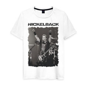 Мужская футболка хлопок с принтом Nickelback в Тюмени, 100% хлопок | прямой крой, круглый вырез горловины, длина до линии бедер, слегка спущенное плечо. | nickelback | альтернативный | рок | хард