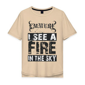Мужская футболка хлопок Oversize с принтом Emmure Deathcore в Тюмени, 100% хлопок | свободный крой, круглый ворот, “спинка” длиннее передней части | Тематика изображения на принте: deathcore | emmure | fire | i | in | see | sky | the