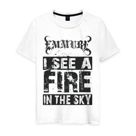 Мужская футболка хлопок с принтом Emmure Deathcore в Тюмени, 100% хлопок | прямой крой, круглый вырез горловины, длина до линии бедер, слегка спущенное плечо. | Тематика изображения на принте: deathcore | emmure | fire | i | in | see | sky | the